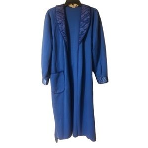 Vintage Biricit Blue Dressing Gown Belted Long Robe One Size Fits Most